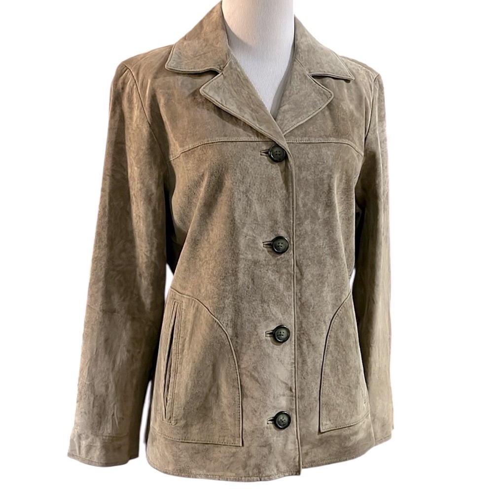 THE TERRITORY AHEAD GENUINE SUEDE LEATHER JACKET GREEN SIZE MEDIUM